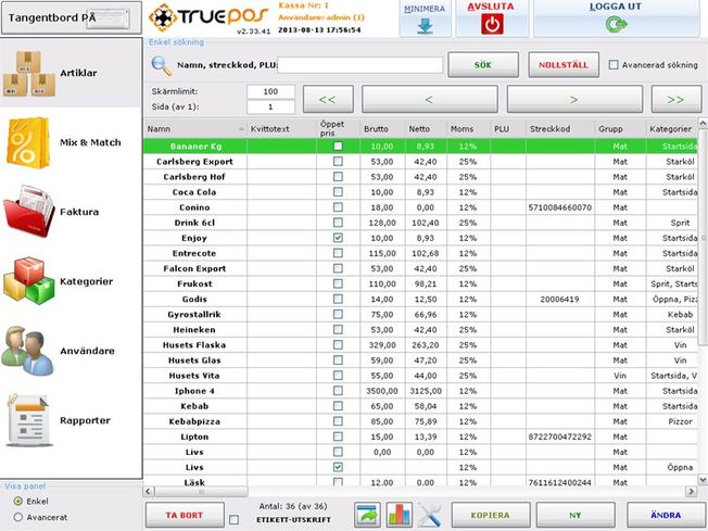 TruePOS - Restaurang